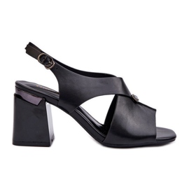 Vinceza Eleganta högklackade damsandaler, ekologiskt läder, svart Asellesa