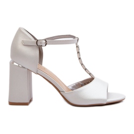 Vinceza Silver Aniya högklackade sandaler med cubic zirconia