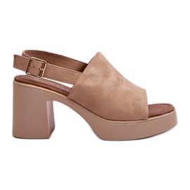 Vinceza Damsandaler gjorda av ekomocka med plattform och hög klack, Beige Vatle