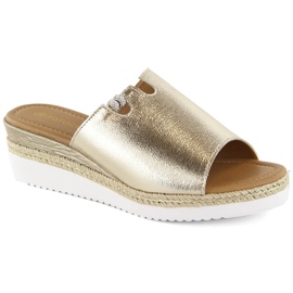 Damsandaler i metall i guld Potocki 21005 gyllene