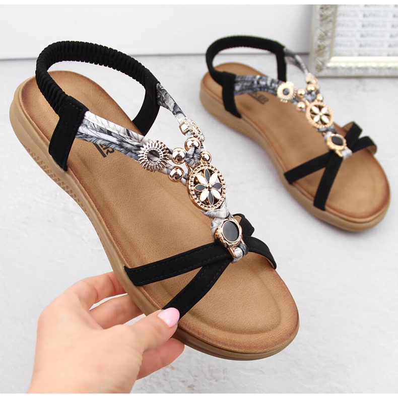 Bekväma platta svarta sandaler för kvinnor Artiker 54C1334