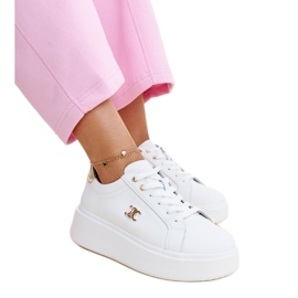 Vita lädersneakers med hög sula, Melita