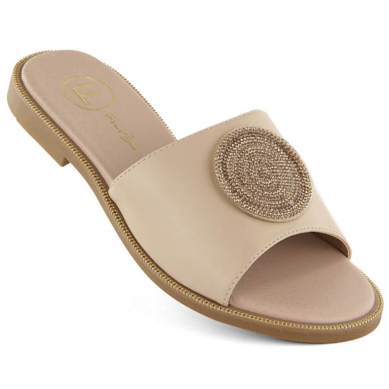 Filippo W PAW543 beige flip-flops med zirkoner
