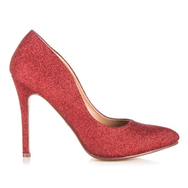 Ideal Shoes Glitterpumpar på en stift röd