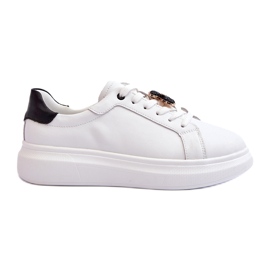 Vinceza Sneakers i läder för kvinnor med nallebjörn, vit Mirven