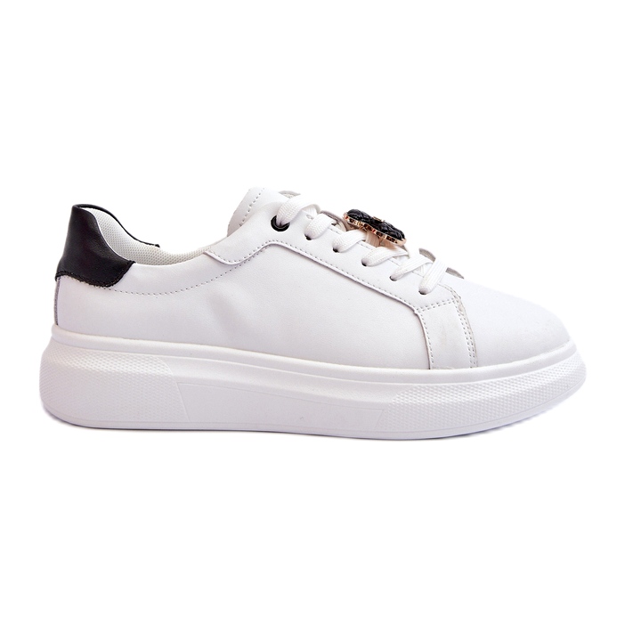 Vinceza Sneakers i läder för kvinnor med nallebjörn, vit Mirven