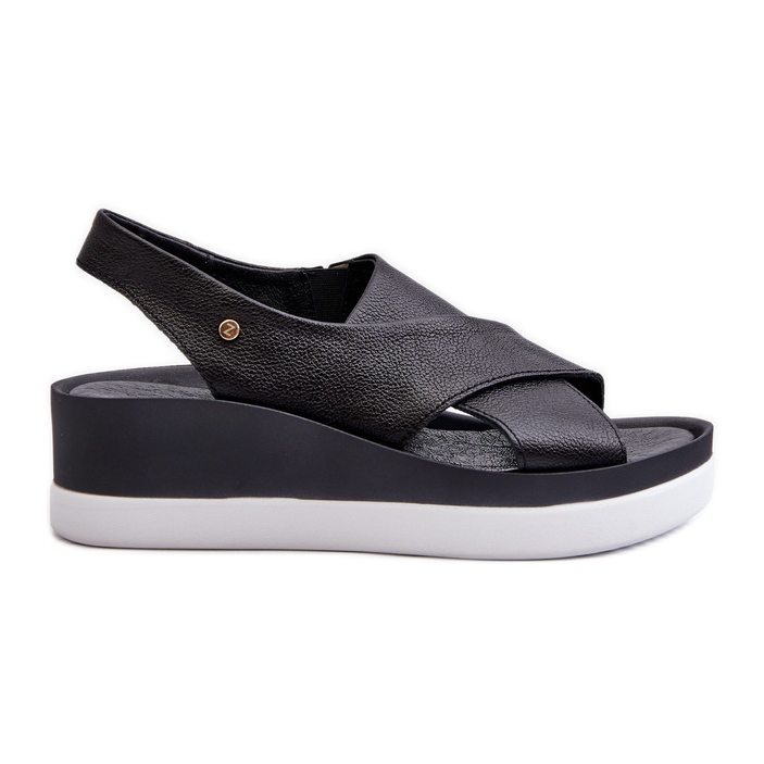 Zazoo 40256 Läder Wedge Sandaler, Svarta