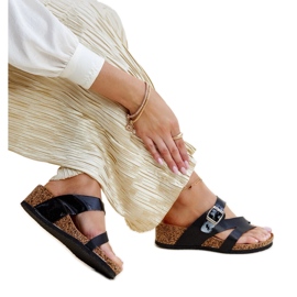 Svarta metalliska kilmulor Donata