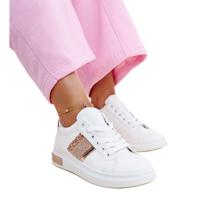 Vita och rosa Giulia sneakers med strass