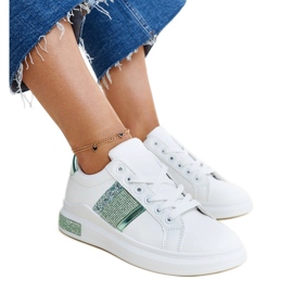 Vita och gröna Giulia sneakers med strass