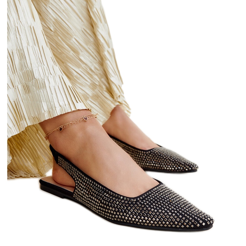 Nadiana glänsande svarta sandaler med öppen klack