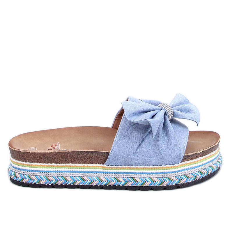 Korkflipflops med färgglad sula Servoz L.BLUE blå