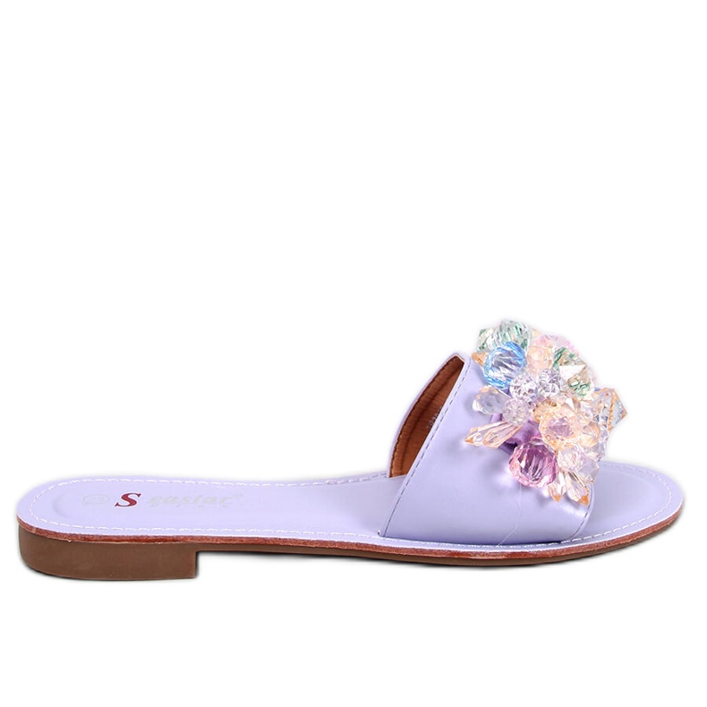 Estrada Lila tofflor med färgglada stenar violett