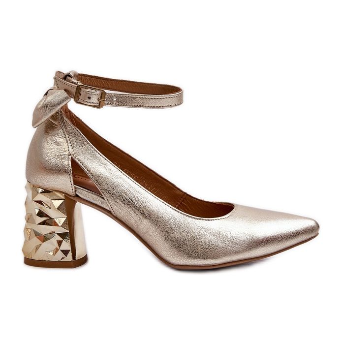 Läderpumpar med båge Maciejka 05059-25 Guld gyllene