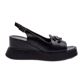 Jezzi Damsandaler På En Plattform Och En Kil Med Dekoration, Svart Janesca