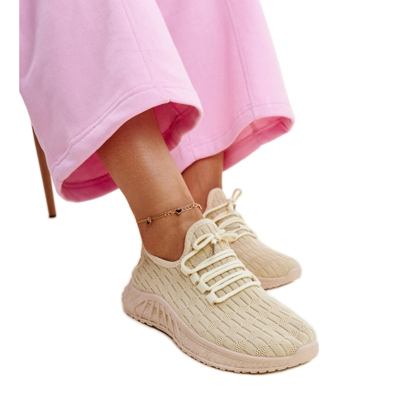 Milena sneakers i beige tyg