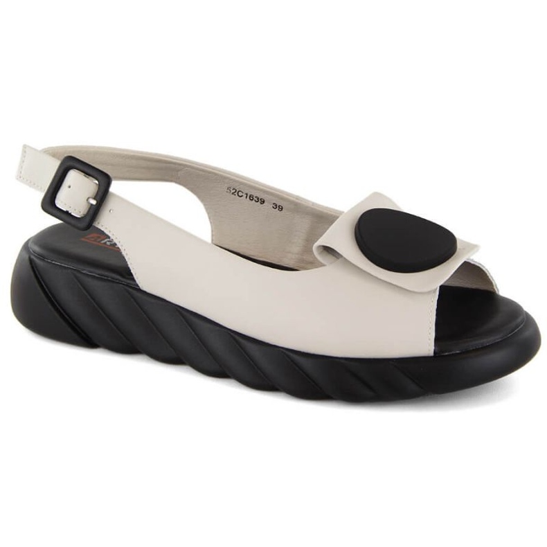 Bekväma lädersandaler på Artiker W HBH74B plattform, beige