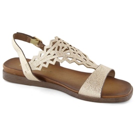 Sergio Leone W SK445 genombrutna platta sandaler i guld gyllene