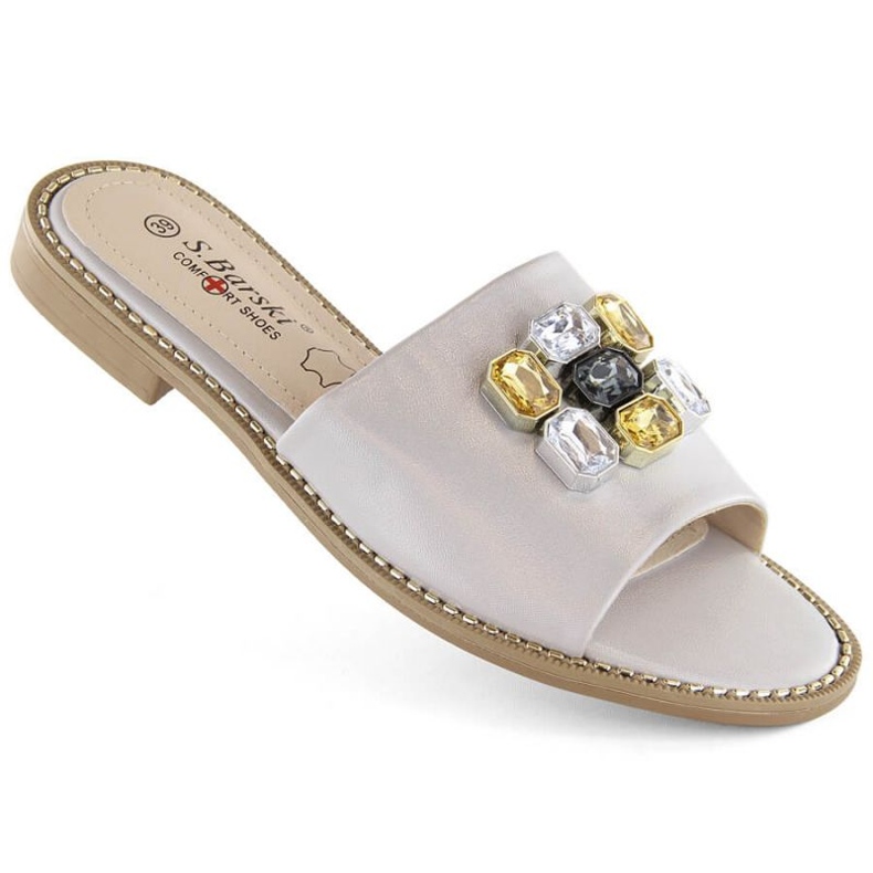 S.Barski W OLI262B silverflipflops med zirkoner