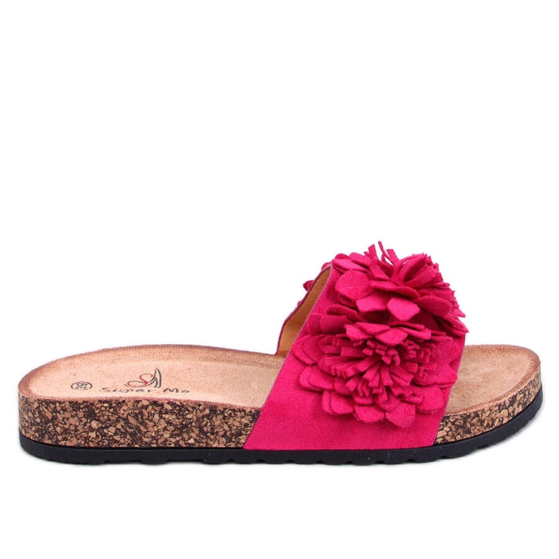Korkflipflops med Sebill Fuchsia-blommor rosa