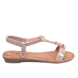 Hesna Champagne sandaler med cubic zirconia rosa