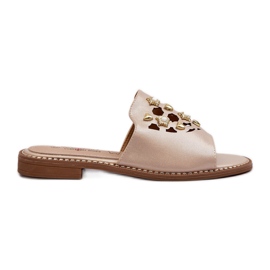 Blanka flip-flops för damer med dekorationer S.Barski KV27-063 Guld gyllene