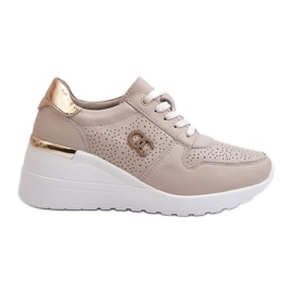 Sneakers i läder för kvinnor Beige S.Barski LR810