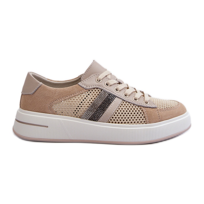 S.Barski D&amp;A Läder Sneakers för kvinnor LR110 Beige