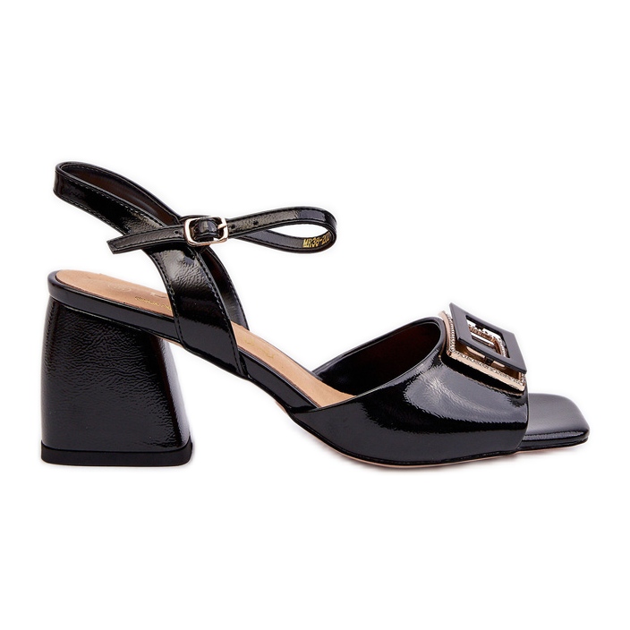 S.Barski Eleganta lacksandaler med dekoration Svart D&amp;A MR38-202