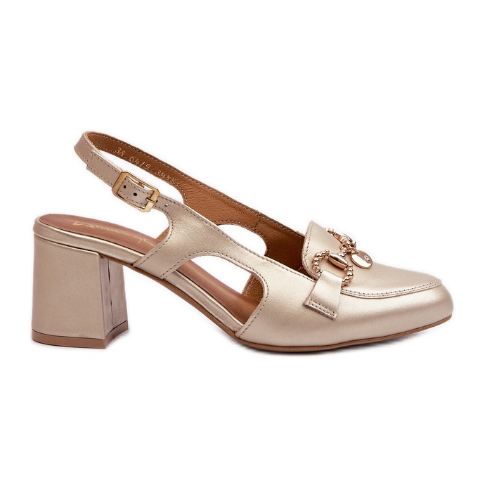 Lädersandaler på högklackat Maciejka 06419-25 Guld gyllene