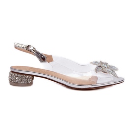 S.Barski Genomskinliga lågklackade sandaler med silverdekoration D&amp;A MR38-383 silver-