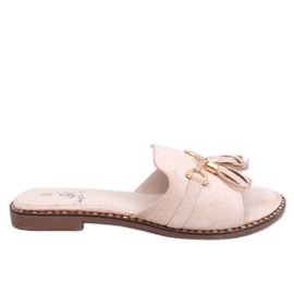 Lapierr Beige flipflops med fransar