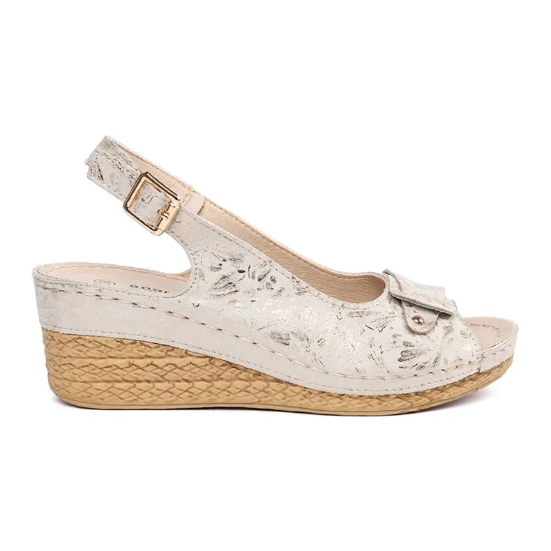 Beige espadrille sandaler med låg kil