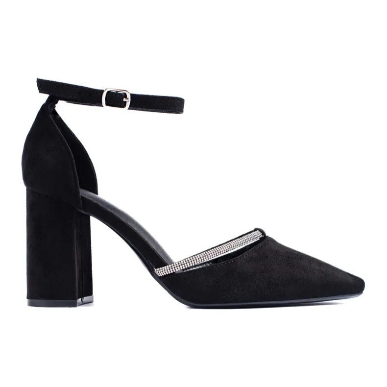 Högklackade pumps i svart mocka