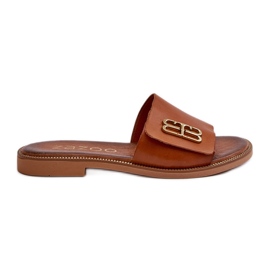 Zazoo 40384 Elegant flip-flops i läder för kvinnor, brun