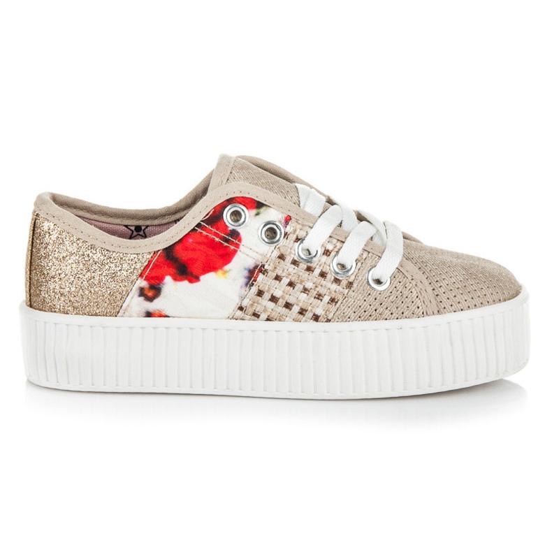 Kylie Sneakers på den abstrakta tryckplattformen brun