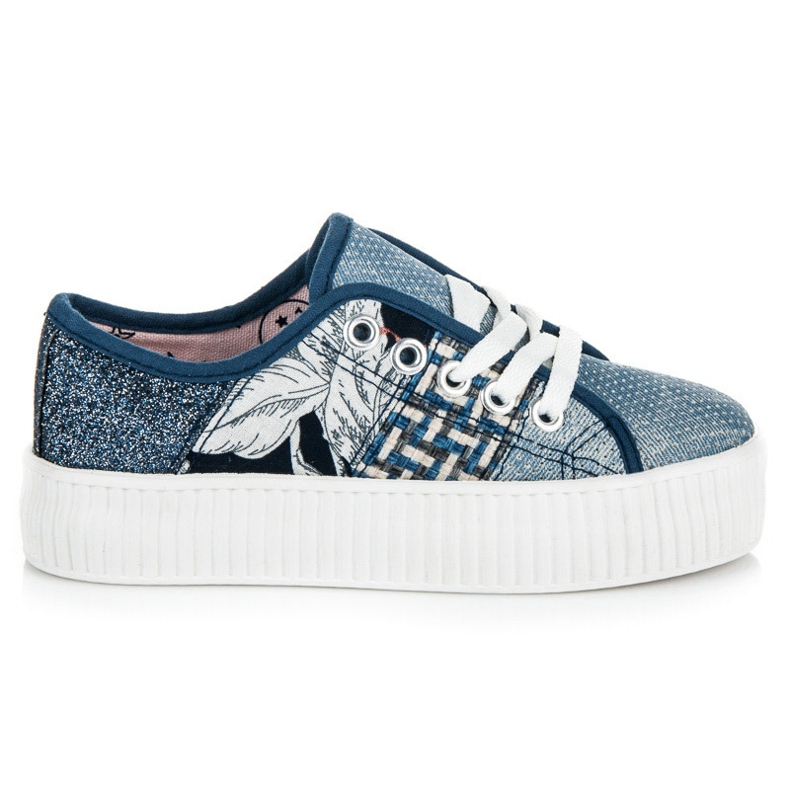 Kylie Sneakers På Den Abstrakta Tryckplattformen blå