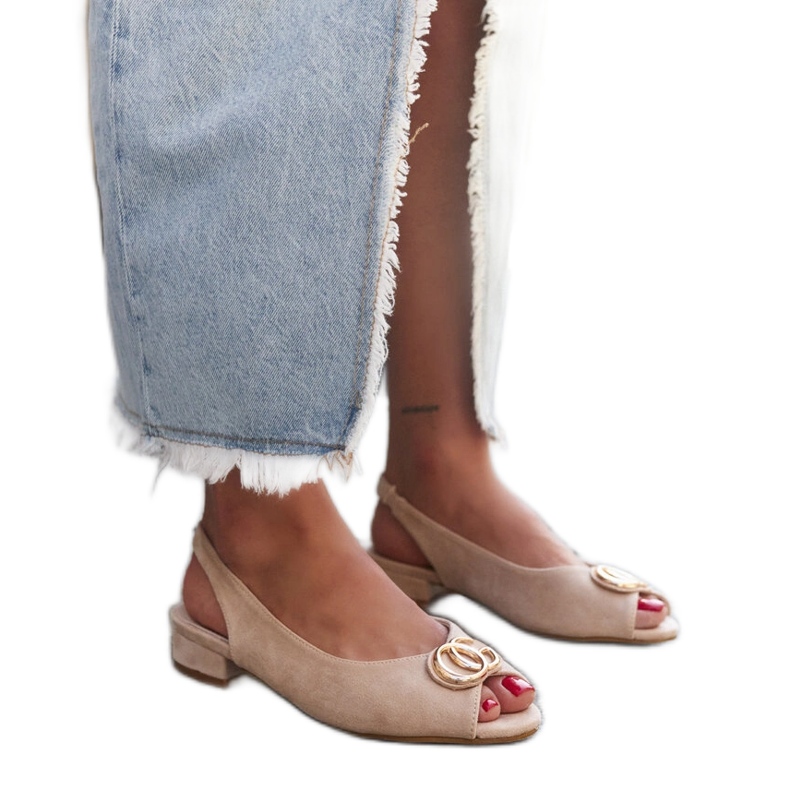 Warda läder innersula sandaler beige