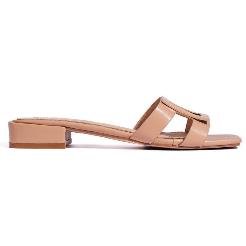 Klassiska beige eleganta damflip-flops