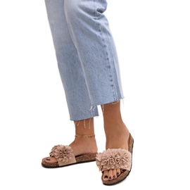 Flipflops med blommor på korksula från Almida beige