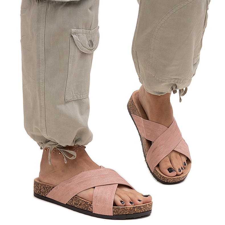 Tofflor med Ribera glans korksula rosa