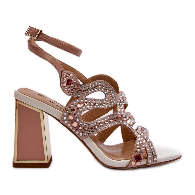 S.Barski Dekorerade damsandaler på hög klack D&amp;A CR952 Rosa