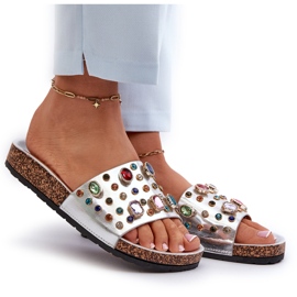 Damflip-flops med dekorationer S.Barski MY122 Silver silver-