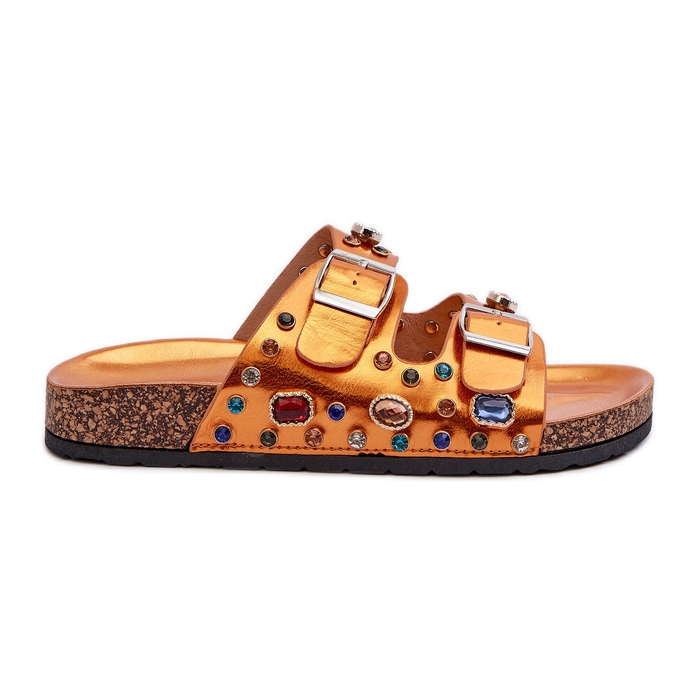 Dekorerade damflip-flops med spännen S.Barski MY121 Orange gyllene