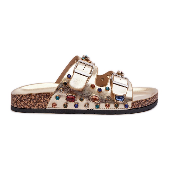 Dekorerade damflipflops med spännen S.Barski MY121 Guld gyllene