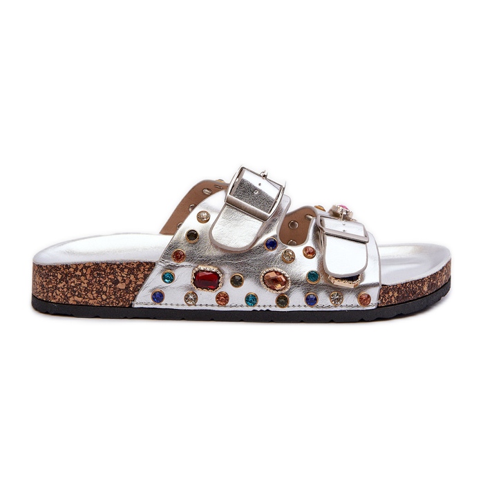 Dekorerade damflipflops med spännen S.Barski MY121 Silver silver-