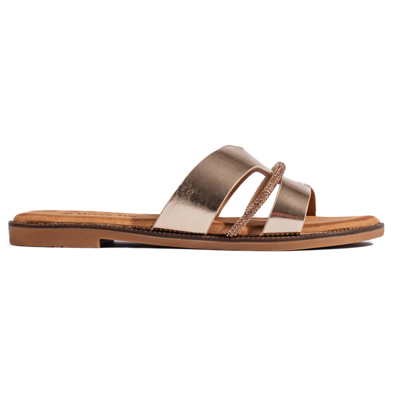 Eleganta damflipflops i guld gyllene