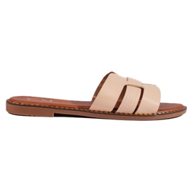 Beige klassiska flip-flops för kvinnor