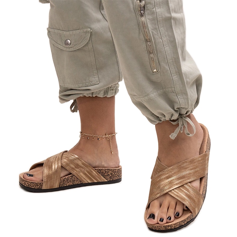 Tofflor med Ribera glans korksula brun