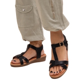 Sherine svarta sandaler med låg kil